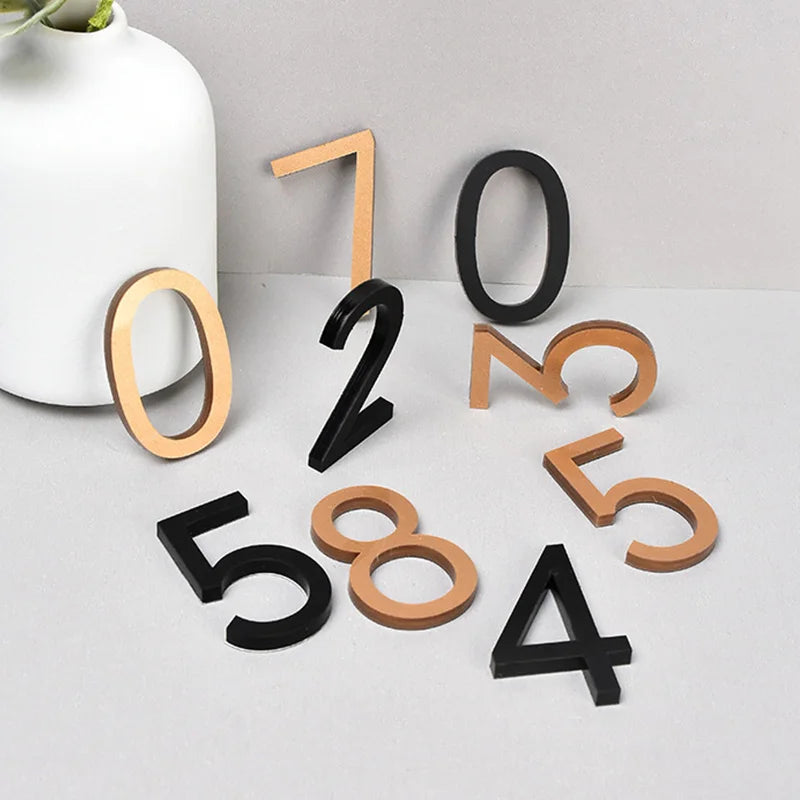 3D Number Stickers Self Adhesive House Room Door Number Plate Sign for Home Apartment Cabinet Table Mailbox Outdoor Door Numbers