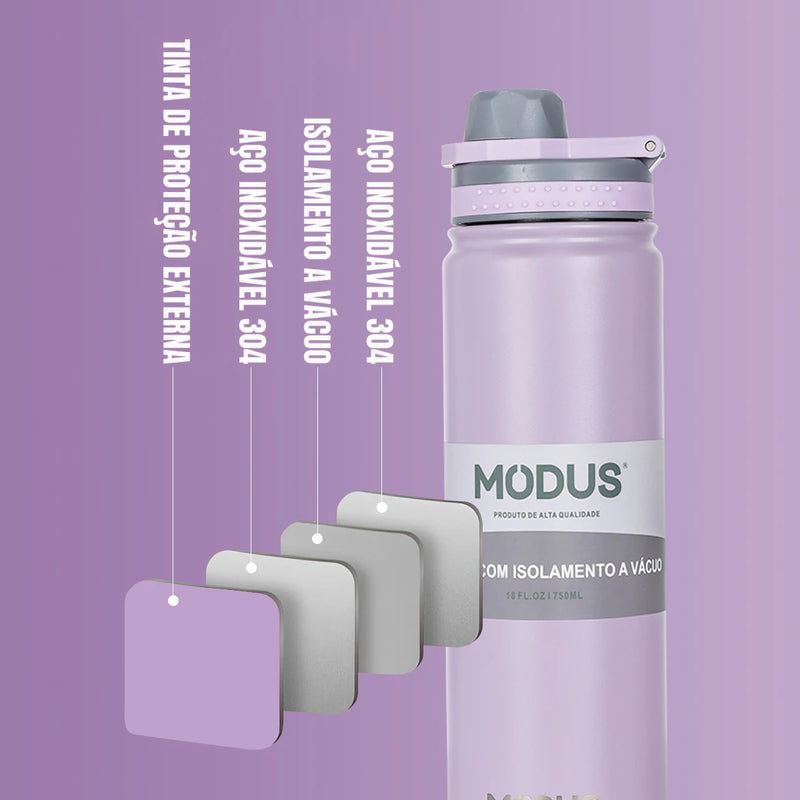 MODUS Water Bottle with Flip Lid, Stainless Steel, Double Wall Vacuum Water Cup for Outdoor Sports, 750ml