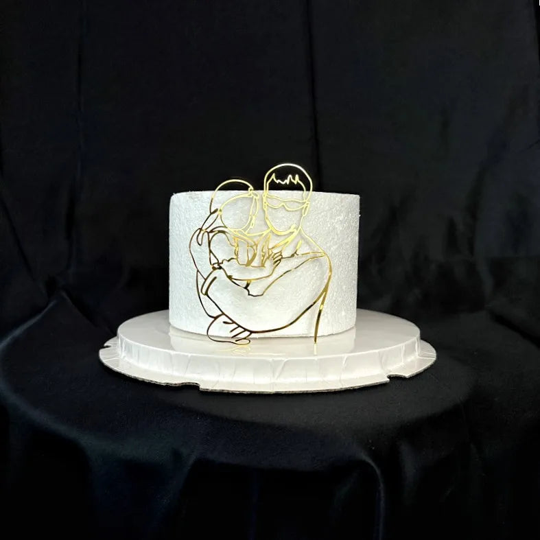 2023 New Baby's Happy Birthday Party Cake Topper Gold Cartoon Acrylic Cake Toppers for Baby Shower Cake gift Dessert Decoration