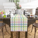 Easter Colorful Stripes Plaid Checkered Linen Table Runner Dresser Scarf Reusable Kitchen Dining Table Runner Easter Decorations