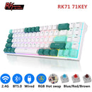 RK ROYAL KLUDGE RK71 Tri-Mode Mechanische Tastatur 2,4G Kabellos Bluetooth RGB Hintergrundbeleuchtet Hot-Swap-fähig Gamer-Tastatur PBT-Tastenkappen
