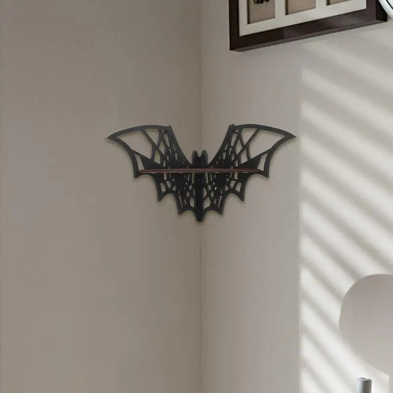 Bat Corner Shelves Wooden Floating Bat Wall Corner Shelves Gothic jewelry Display Shelf Halloween Home Decoration accessories