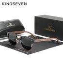 KINGSEVEN Handmade Black Walnut Wooden Sunglasses Men Polarized UV400 Protection Semi-Rimless Retro Eyewear Women For Driving