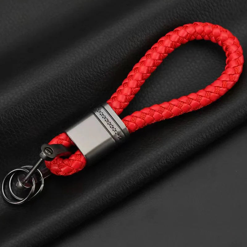 Leather Rope KeyChain For Car Hand Woven Horseshoe Buckle Key Rings Couple Auto Gift Detachable Metal Luxury Key Chains K395