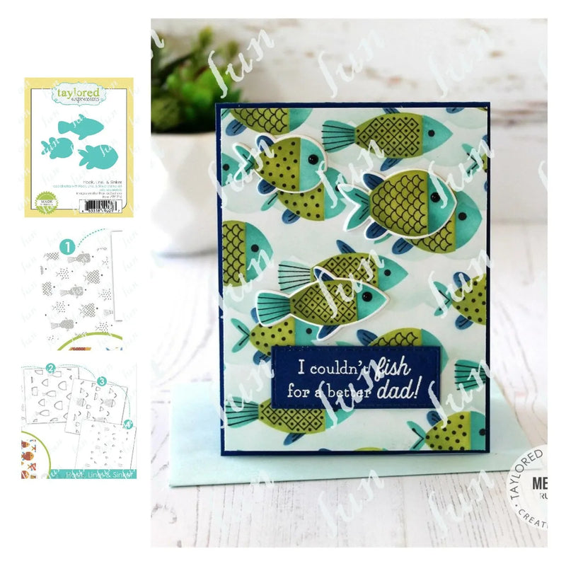 Father's Day Theme Metal Cut Dies Hexagon Layering Stencils Fish Hook Line Sinker Clear Stamps Diy Holiday Cards Decor Scrapbook