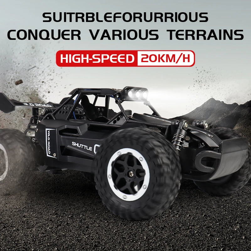 New RC Car 1:16 2WD with LED Light 2.4G 20KM/H High Speed Off-Road Climbing Remote Control Car Toy Gifts for Boys Girls Kids