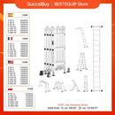 SucceBuy Multi-Purpose Folding Ladder 7-in-1 Tall Step Ladder A Frame Adjustable Telescoping for Household Outdoor Work