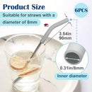 6pcs Silicone Straw Tips For Metal Straw, OD 8mm Reusable Elbow Straws Cover, Hydraflow Straw Topper Replacement For Stainless Steel Metal Straws- Gray