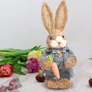 Cute Straw Rabbits Bunny Standing Decorations w/Carrots for Easter Party Home Garden Wedding Ornament Photo Props Crafts