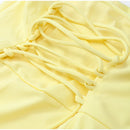 The Helios | Butter Yellow Pleated Gown with Backless Silhouette