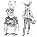 2022 New 10x10 Retro Easter Clear Stamps Girls Stamps Tie Child Bunny Lady Card Crafts No Metal Cutting Dies Scrapbooking