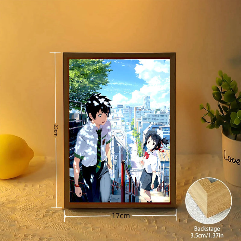 Anime Figure Your name Light Painting Photo Frame Led Night Light Bedside Table Lamps Home Room Decor Christmas Gifts Moon Lamp