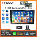 ESSGOO 9Inch 2 DIN Car Stereo Radio Wirless Carplay Android Auto Car Stereo Bluetooth 64G GPS Navigation RDS WiFi USB FM DAB+CAM