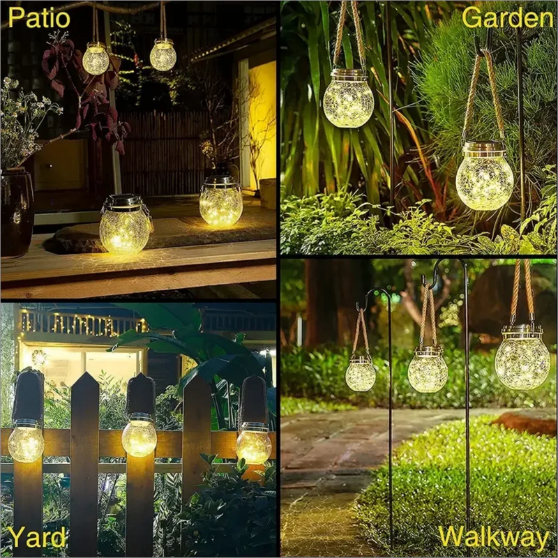 Solar Garden Light Crack Mason Bottle LED Light Outdoor Garden Lawn Home Fence Hanging Tree Decoration Atmosphere Lamp