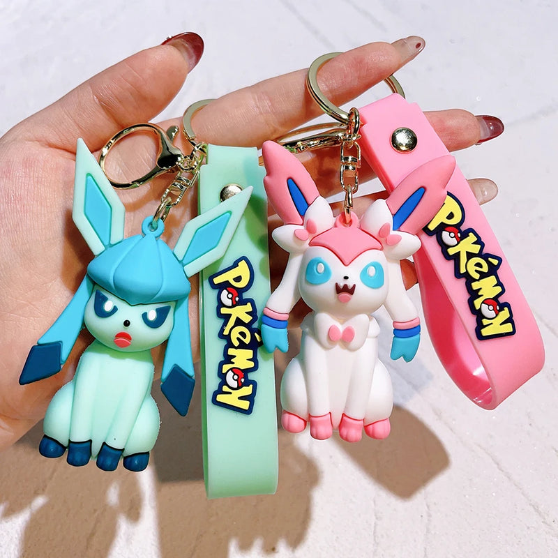 Pokemon Action Figure Pikachu Keychain Anime Cute Snorlax Eevee Backpack Pendant Doll Car Key Ring Ornaments Jewelry Kids Gifts