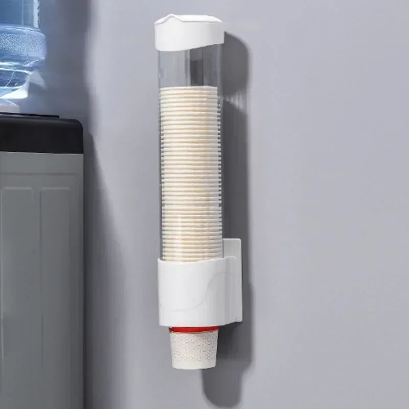 Disposable Paper Cups Dispenser Plastic Cup Holder for Water Dispenser Wall Mounted Automatic Cup Storage Rack Cups Container