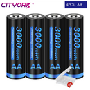 CITYORK 1.5V AA Li ion Rechargeable Battery 3000mWh 1.5 V AA Lithium ion Rechargeable Batteries With1.5V AA AAA Battery Charger