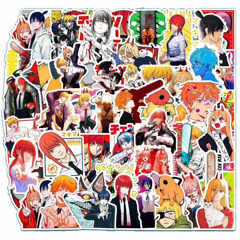 10/30/51pcs Cool Chainsaw Man Anime Stickers Cartoon Kids Sticker Toy DIY Phone Water Bottle Suitcase Graffiti Decals Decoration