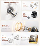 QCY Crossky C50 Clip On Earbuds Open Ear Wireless Bluetooth 6.0 Headphones 35H Playtime Earphones Comfortable for Fitness IPX5