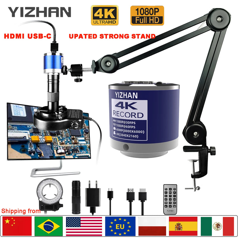 Yizhan Full HD Digital Mircoscope 4K 2K HDMI USB VGA Mircoscope C-Mount Digital Camera 1-150X Zooms For Repair Image Acquisition