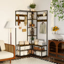 Hall Tree Free Standing Corner Clothes Hat Hanger Metal Coat Rack Stand with Shoe Storage