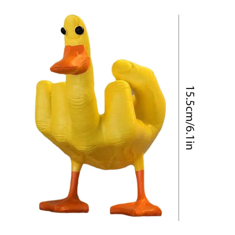 Middle Finger Cute Duck Figurine Funny Small Duck Sculpture Resin Craft for Home Garden Desk Decoration