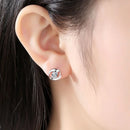 Genuine 925 Sterling Silver Woman's High Quality Fashion Jewelry Spiral Crystal Stud Earrings XY0227