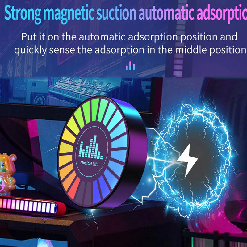 Smart RGB Pickup Lights LED 3D Ambient Lamp Sound Control Music Rhythm Lights Air Freshener for Car Gaming TV Creative Decora