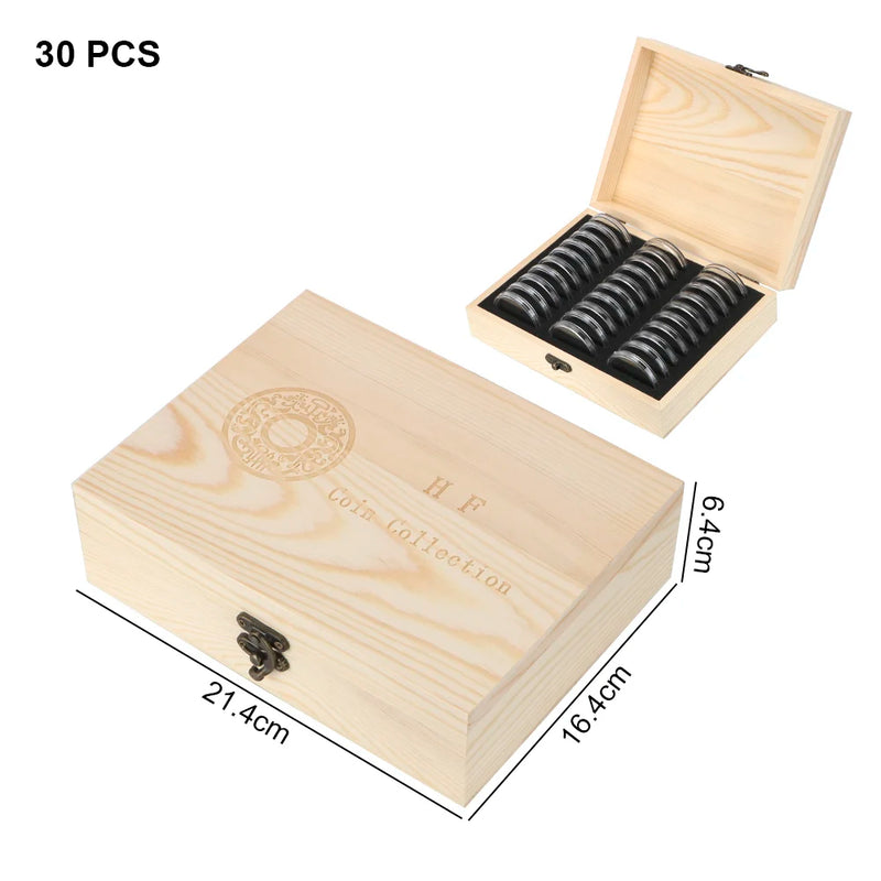 20/30/50/100PCS Adjustable Antioxidative Wooden Commemorative Coin Collection Case with Adjustment Pad Coins Storage Box