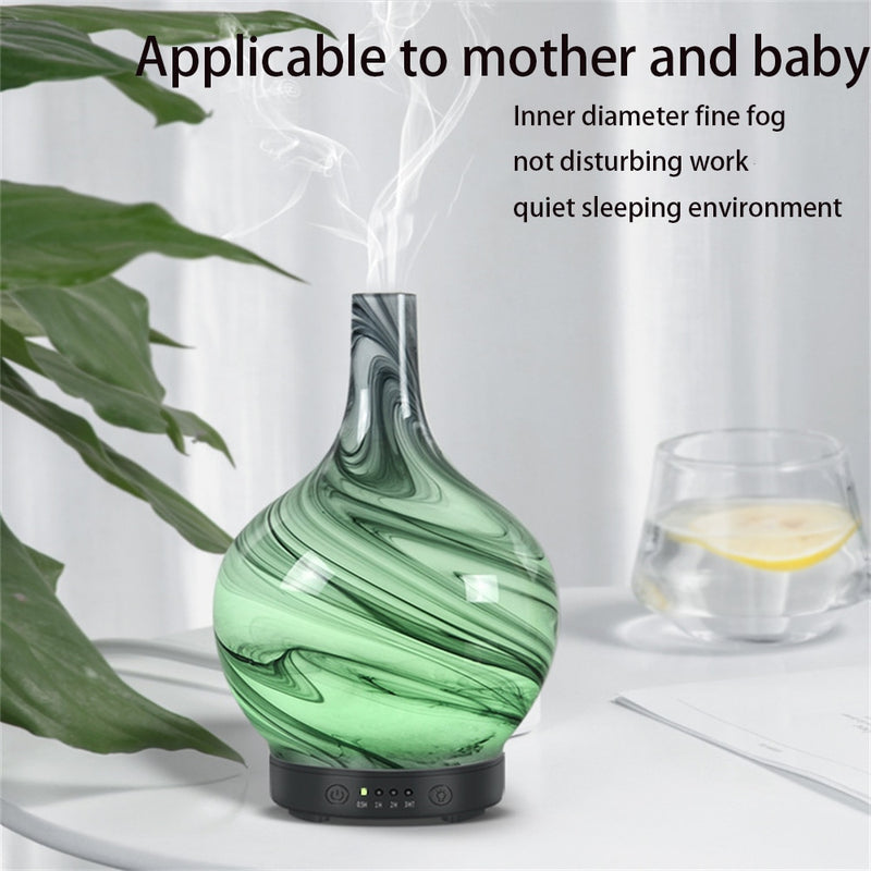 100ml Humidifier Aromatherapy Glass Marble Design Handmade Cool Mist Essential Oil Aroma Diffuser Auto Shut-Off  for Spa Home