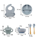 Children's Tableware Set Baby Complementary Food Training Silicone Tableware 8pce Set Baby Suction Cups Bowls Baby Supplies