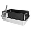 Stainless steel litter, Cat litter box, Semi-closed Cat toilet home with eclabus Protection, cleaning spovel included, litter for large cats, cats and rabbits