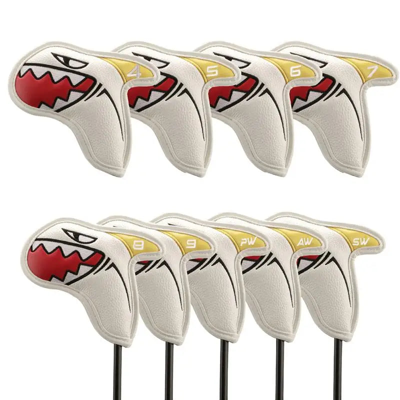 9/10Pcs Golf Club Iron Head Cover Set Skeleton Shark embroidery with Number PU leather Golf Iron Headcover Golf Accessories