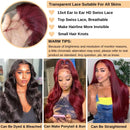 180 Density Burgundy 13x6 HD Lace Frontal Wig 99j Body Wave 13x4 Lace Front Human Hair Brazilian Human Hair 30 34 Inch