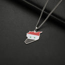 Syria National Map Shapes Drop Oil Color Pendant Necklaces for Women Man Stainless Steel Peace Lovers Jewelry Accessories Gift