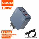 LDNIO Gan 100W Fast Charge Charger Type-C 65W 45W UK EU US Plug USB Multi-Port Fast Charging Station for MacBook iPhone Xiaomi