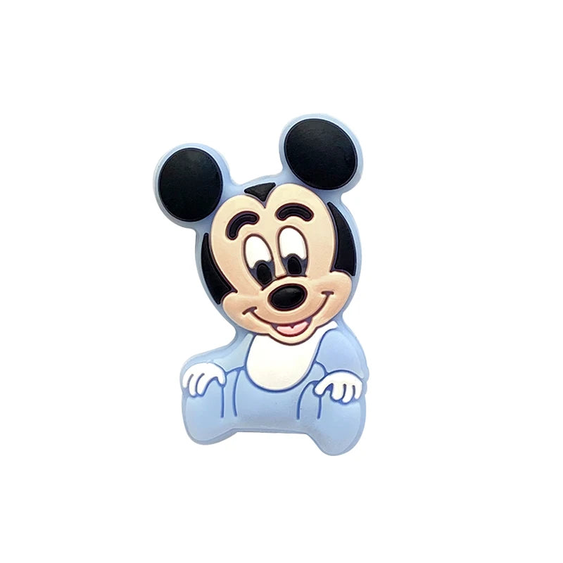 1/3/10pcs Silicone Teether Cartoon Disney Mickey Head Animal Food Grade DIY Baby Teething Teether Toy Accessories Ring