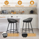 2PCS/CET Plastic Bar Stools Counter Stool with Hollow Backrest  Footrest  High Kitchen Stool for Dining Room  Bar Outdoor Patio