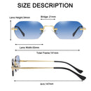 Randlose Rechteck Sonnenbrille Klein Herren Brille Damen Metall Gold Polygon Blau Shades 2022 UV400 Rahmenlos