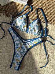 Leopard Blumenmuster Brasilianischer Mini Tanga Bikini Damen Bademode Weiblicher Badeanzug Zweiteiliges Bikini-Set Badeanzug Schwimmen K6286