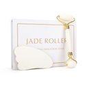 Gesichtsroller-Set aus weißem Kristall-Jadestein, gegen Falten, Facelifting, Gua Sha Massagegerät, Gesichts-Massagetool, Naturstein-Roller-Set, Schönheitspflege