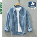 Autumn Winter New Men Casual Long Sleeve Shirt Thin Color Matching Patch Style Art Loose Long Sleeve Tops C2132