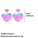 New Valentine's Day Earrings Love Letter Shiny Pink Butterfly Love Tape Simple Acrylic Earrings Valentine's Day Decorative Gift