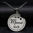 Mama Stainless Steel Chains Necklace for Women Black Enamel Statement Necklace Jewelry dia de la madre Mother's Day Gift N719S01