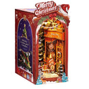 Robotime Book Nook Kit DIY Miniatur Puppenhaus Bausatz 3D Holzpuzzle Dekoration Geschenk mit LED-Beleuchtung Weihnachtsstraße und Haus