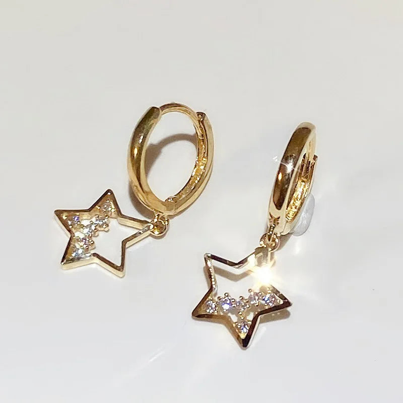 LIVVY New Fashion Korean Charm Drop Earrings for Women Trendy Simple Star Zircon Elegant  Jewelry Gifts