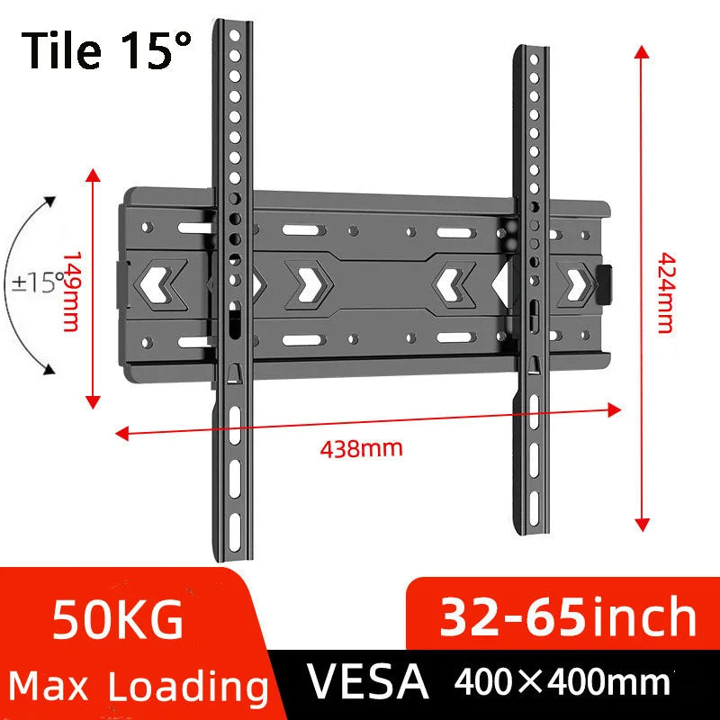 TV Wall Mount, Low Profile for Most 32-65" TV, Tilted Wall Mount Universal TV Brackets Max VESA 400 x 400mm, Weight up to 100lbs