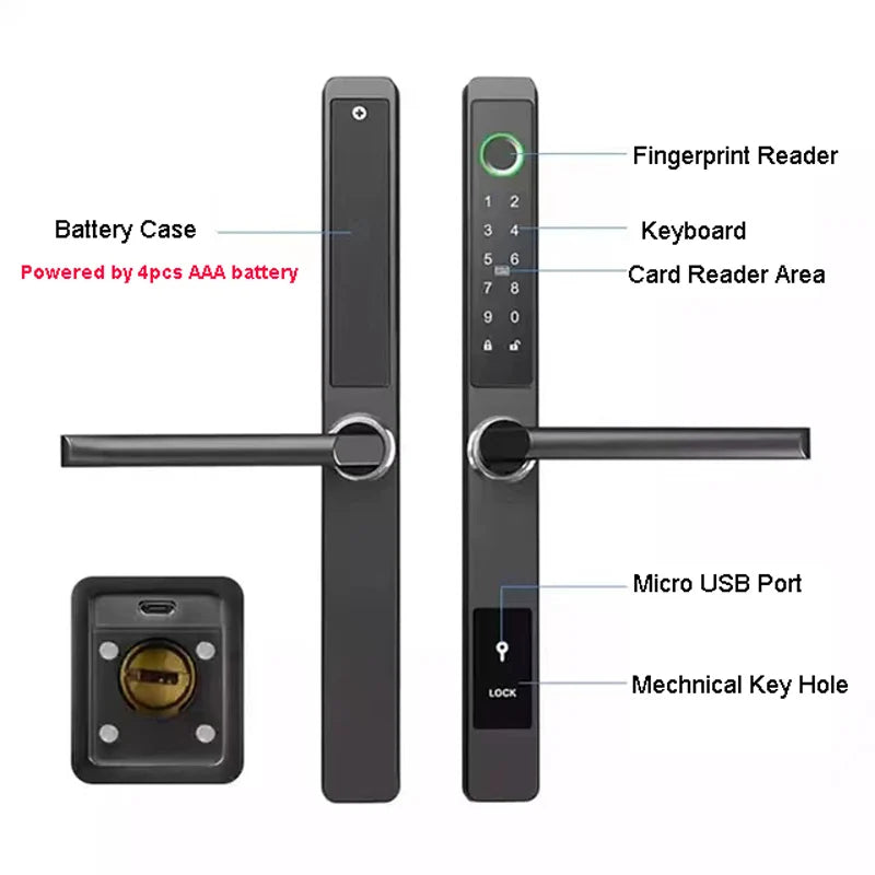 ZHDCOOKEY Electronic Door Lock APP Remote Unlock Waterproof Fingerprint IC Card Password Aluminum Alloy Sliding Door Smart Locks