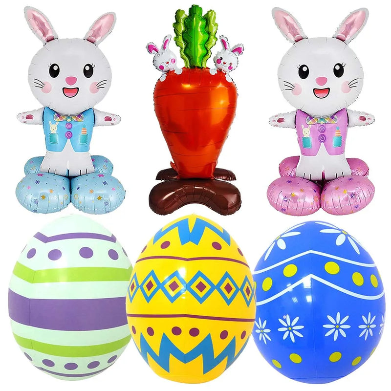 Easter Balloons Large Bunny Egg Foil Balloons Easter Egg Balloon Baby Shower Happy Easter Themed Party Decorations Supplies
