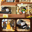 New JIESTAR 89120 MOC Retro Coffee House Shop Led Light Street View Building Blocks Star Coffee Puzzle Toys Christmas Gifts Kids